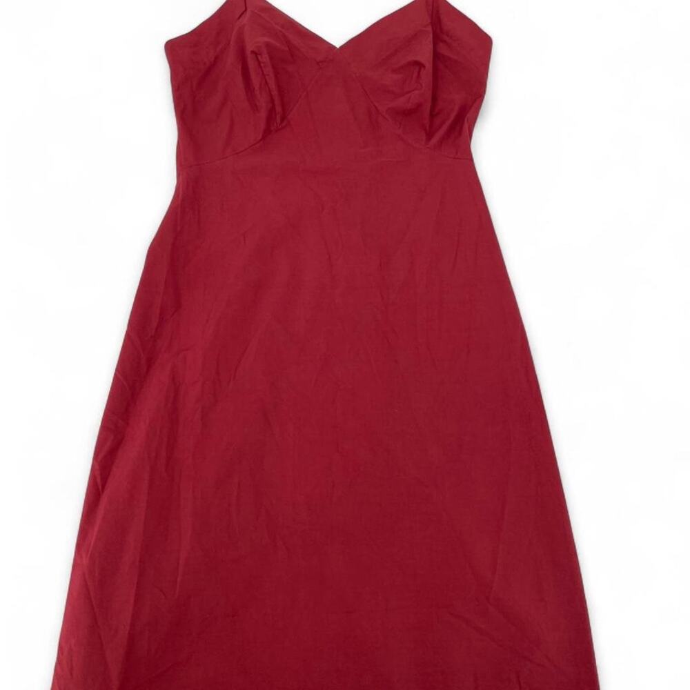 Velrose red midi dress with pink ribbon straps Size S